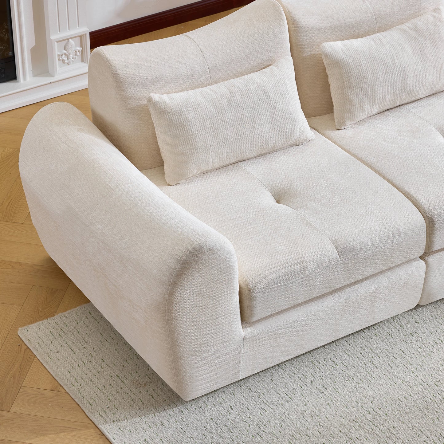 Modular Chenille Square Sofa Set Convertible Folding Sofa Bed Sectional Cushioned Sofa for Apartment & Hotel Living Rooms