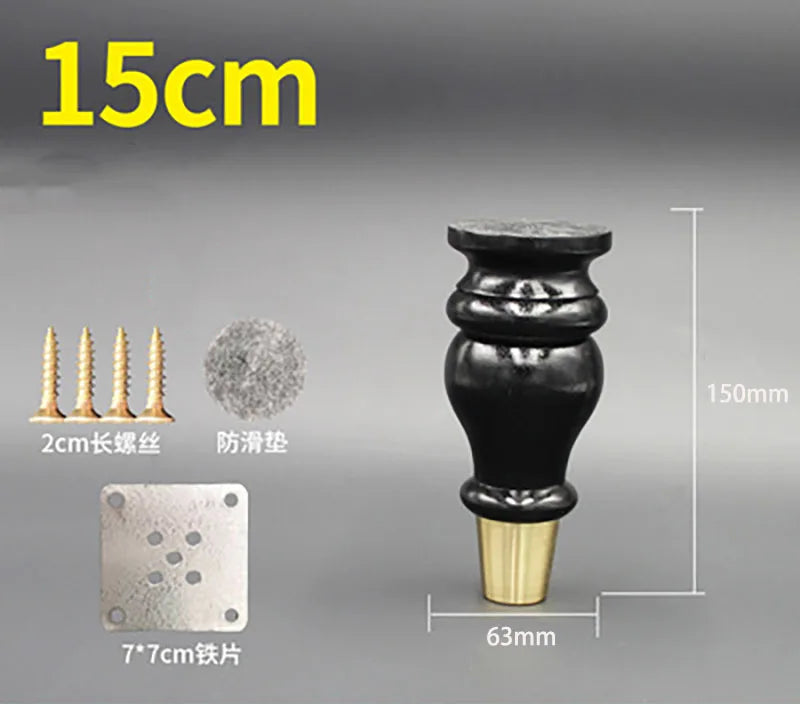 4pcs/lot Wooden Sofa Legs Cabinet Feet with Gold Covers Wardrobe Leg Wood Holder For Furniture TV cabinet Foot Side Table Leg