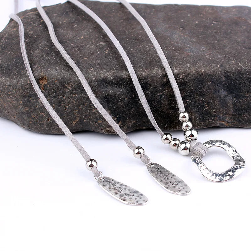Bohemian Wrap Necklace, Layered Choker, Circle Lariat Y Necklaces, Eternity Necklaces, Hippie Boho Bohemian Minimalist Jewelry