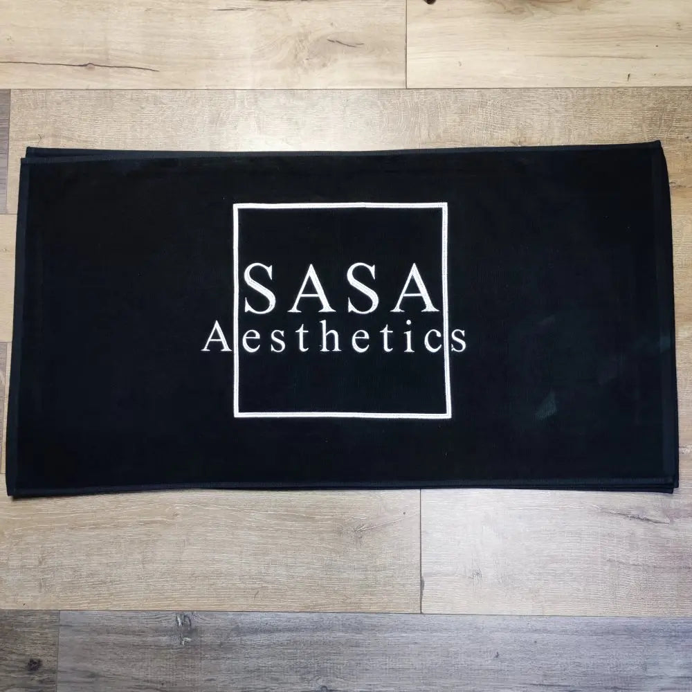 Black & White Cotton Bath & Hand Towels Custom Embroidery Logo Free Design Personalized for Hotels Resorts B&Bs Salons Spas Mass