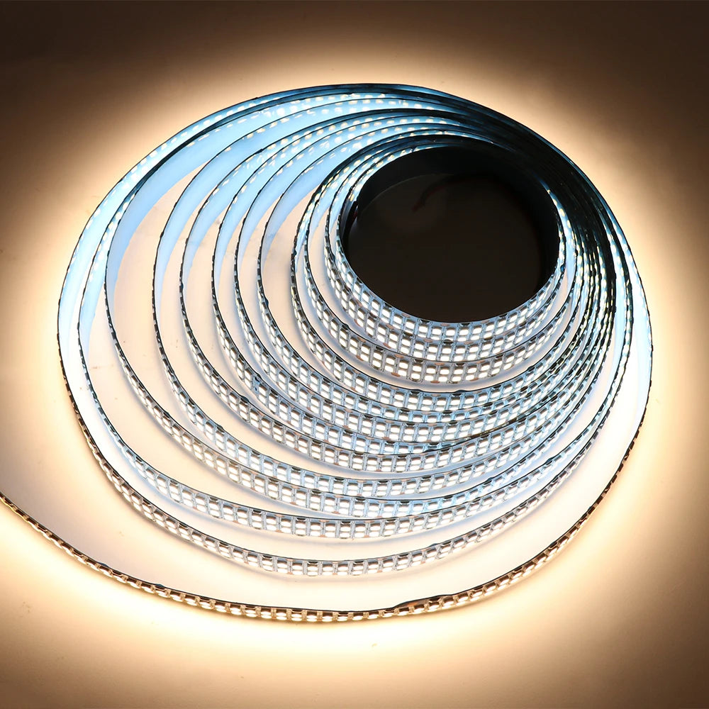 5M LED Strip Light 12V 24V 2835 LED Tape Double Row 480LEDs/m Super Bright Ribbon Diode Warm Natural Cold White Waterproof Lamp