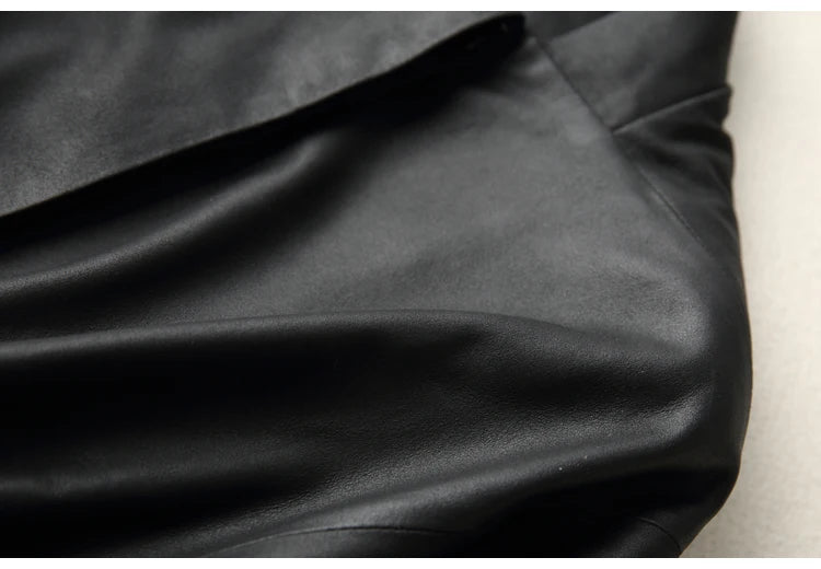 Women's Clothing Great Texture Women Loose Casual Genuine Leather Jacket Female Imported Frosted Sheepskin Drawstring Waist Coat