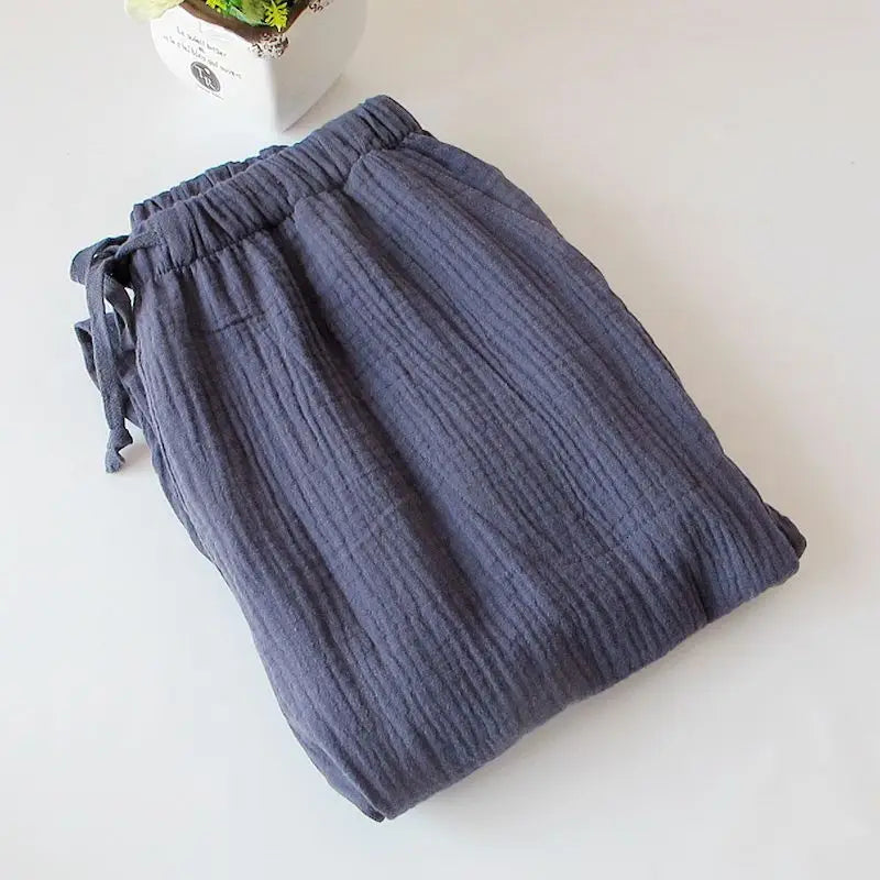 100% Gauze Cotton Home Drawstring Trousers Loose Sleeping Trousers Home Pants For Couples Pajama Pants Sleepwear Women 4 Season