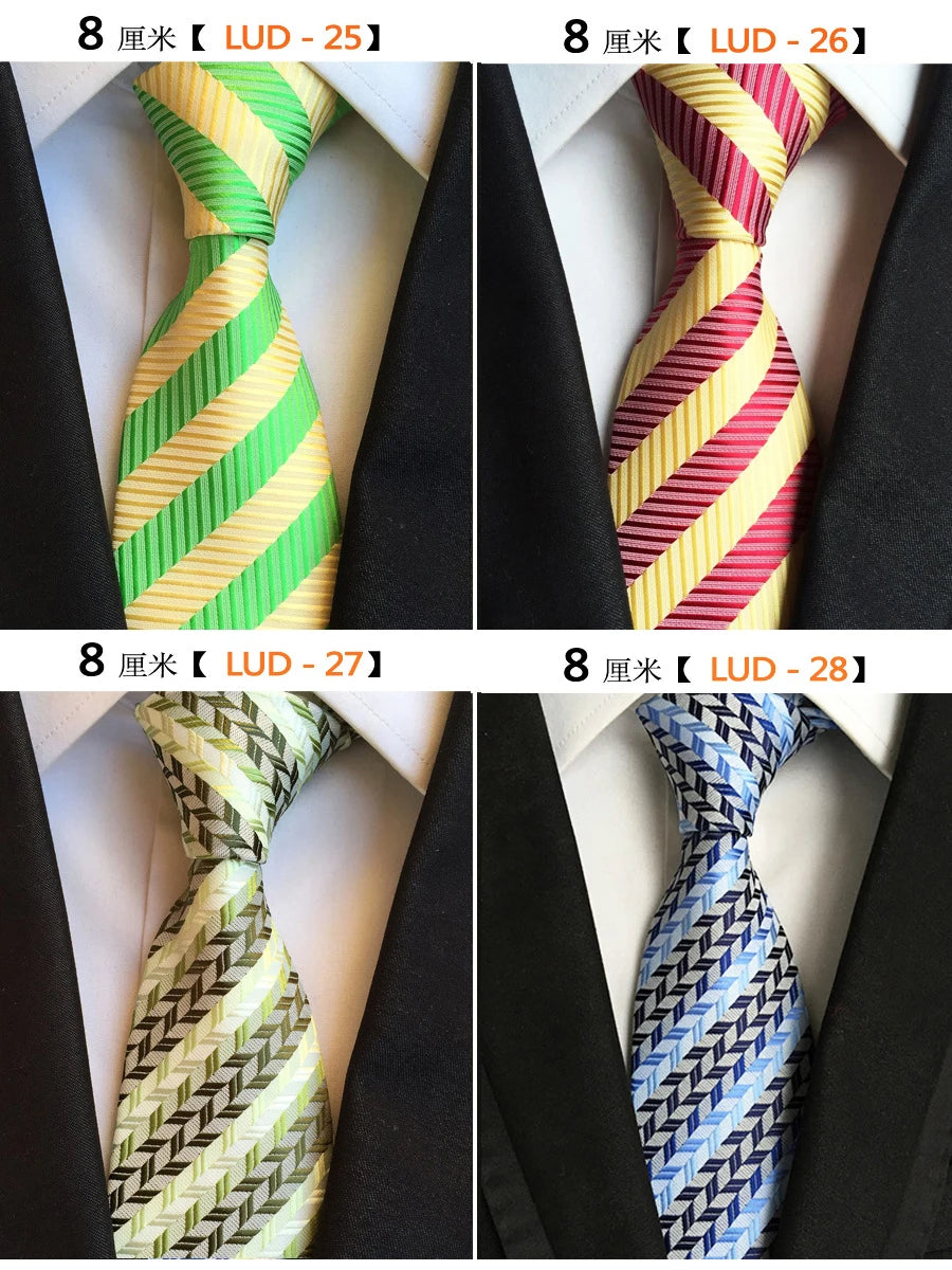 New Classic Silk Men's Ties Neck Ties 8cm Plaid Striped Ties for Men Formal Business Luxury Wedding Party Neckties Gravatas