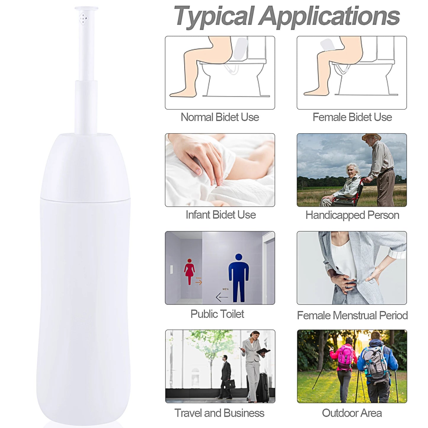 Portable Bidet - Travel Handheld Bidet Bottle with Retractable Spray Nozzle for Hygiene Cleansing Personal Care 400ml With Bag