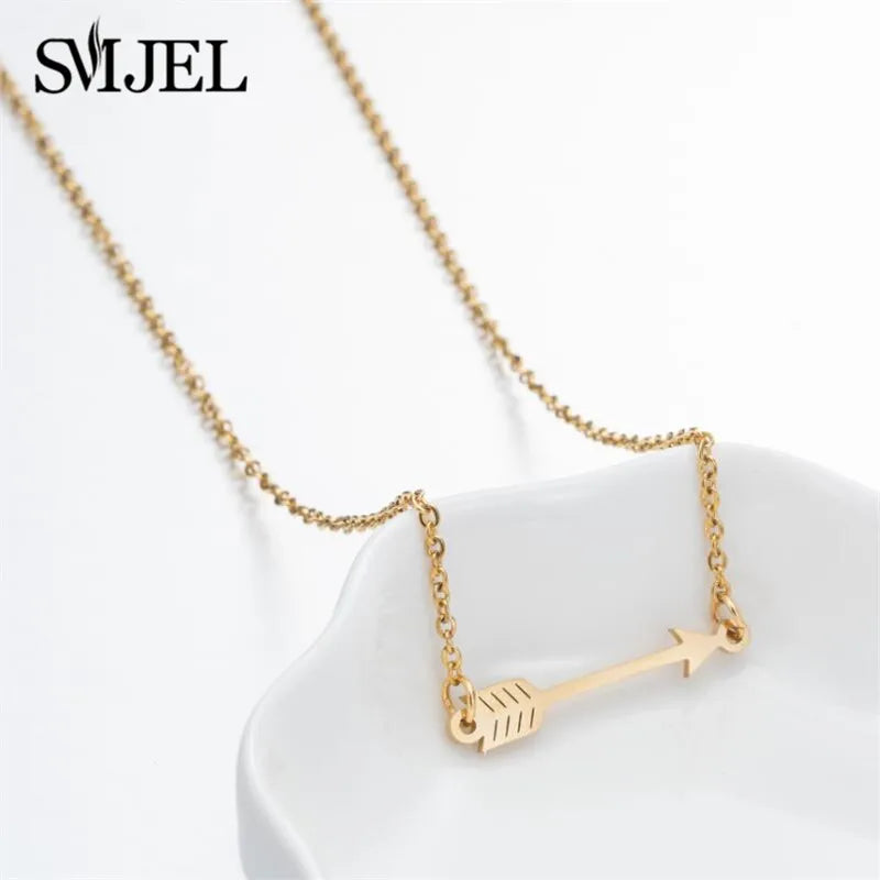 Simple Long Necklace with Arrow Pendant Necklace Jewelry Chain Hip Hop Punk Rock Christmas Gift For Men Women