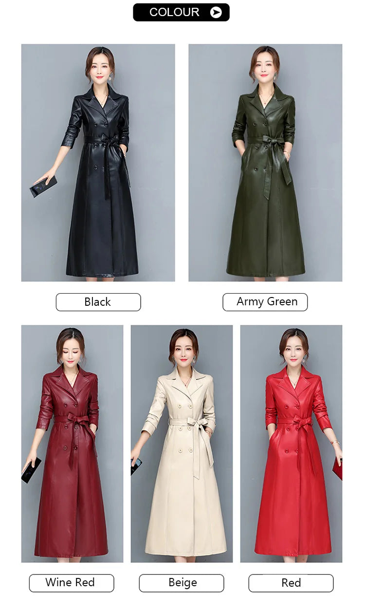 M-7XL New Women Sheepskin Coat Spring Autumn 2025 Fashion Double Breasted Long Jacket Sheep Leather Overcoat Suede Outerwear