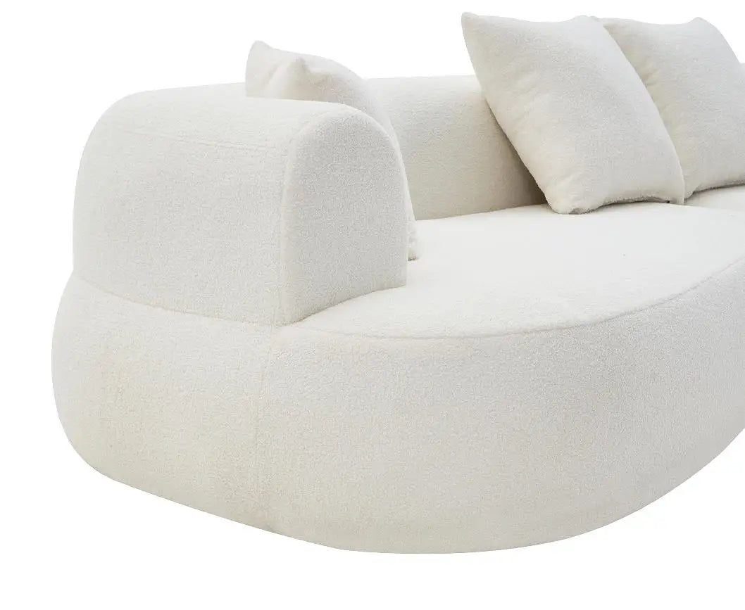 Modern White Sherpa Fabric Curved Sofa Set Convertible Adjustable Semi-Circular Boucle Bed Home Furniture for Hotel Apartment
