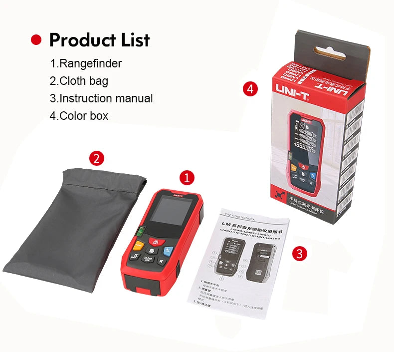 UNI-T Handheld Laser Rangefinder Distance Meter 40M 60M 80M 100M Medidor Laser Tape Build Measure Device Electronic Ruler