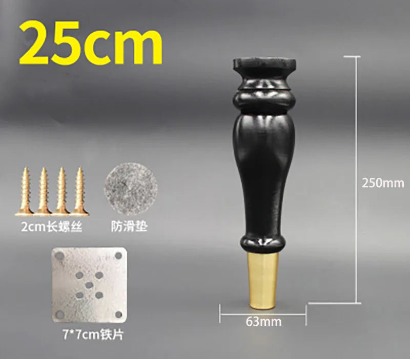 4pcs/lot Wooden Sofa Legs Cabinet Feet with Gold Covers Wardrobe Leg Wood Holder For Furniture TV cabinet Foot Side Table Leg