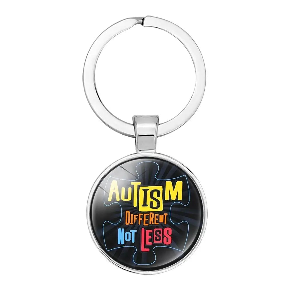 AUTISM Awareness Children Keychain For Boy Girls Glass Pendant Keyring Mom Key chain Accessories Gift