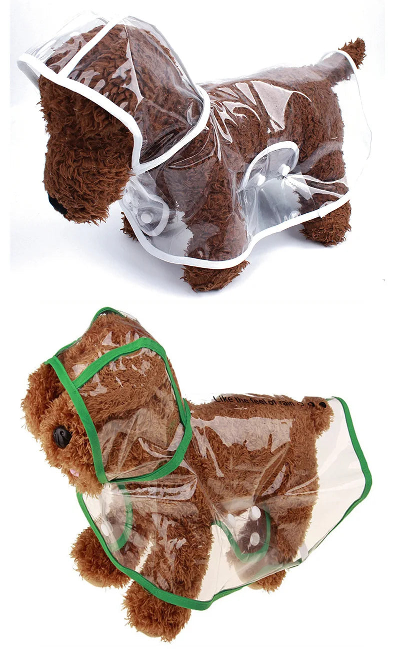 Pet Dog Puppy Transparent Rainwear Raincoat Pet Hooded Waterproof Jacket Clothes