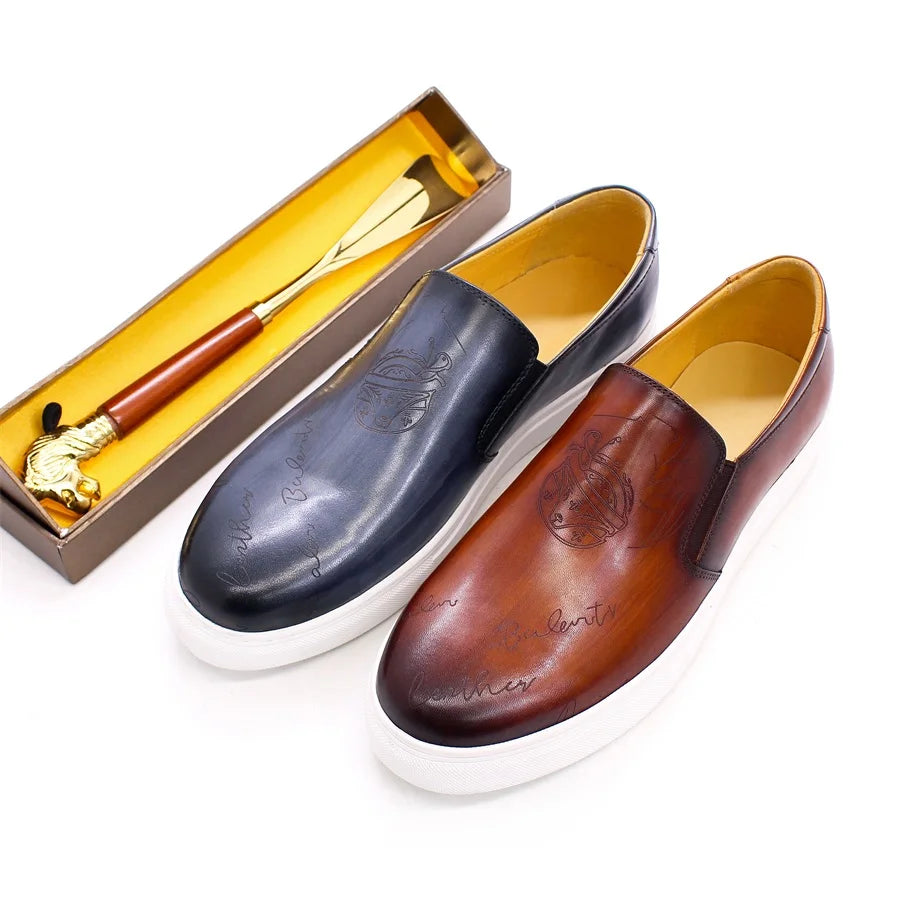 Genuine Leather Casual Men's Shoes High-grade Handmade Fashion Comfortable Leather Shoes Daily Dating Loafers Formal Party Shoes
