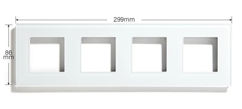 BSEED Only Glass Frame Panel Single Double Frames Wall Socket Triple Four Frames DIY Part with Metal Frames White Black Golden