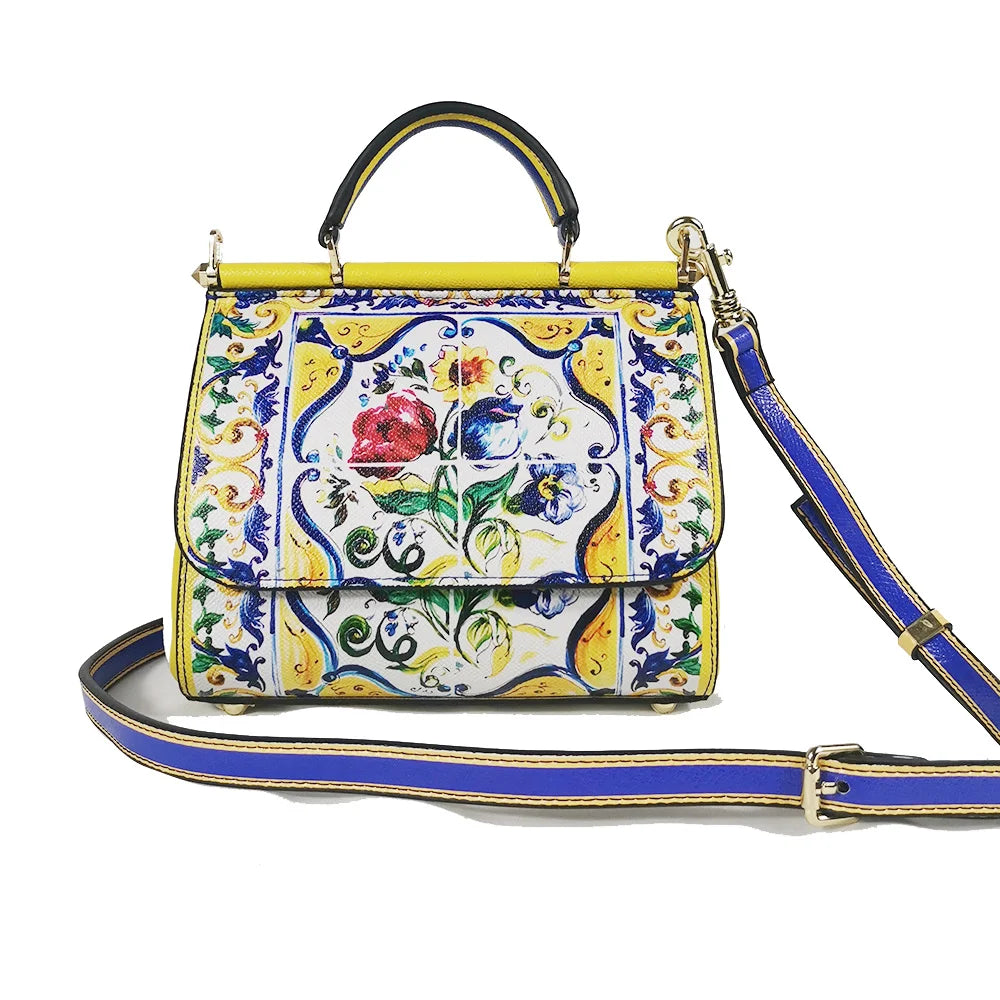 Ladies Handbags Rose Lady Shoulder Bag Tote Bag Leather Female Crossbody Brand Designer Yellow