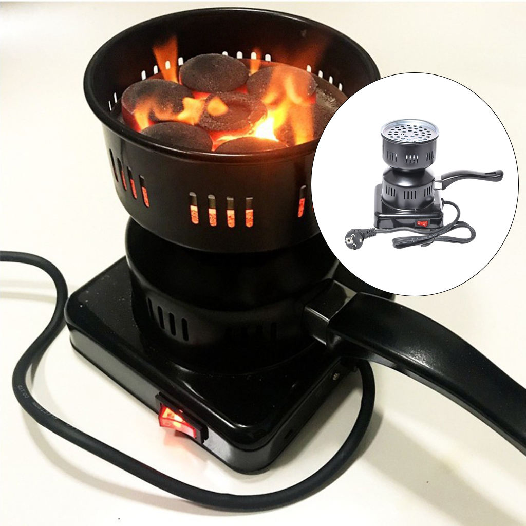 Portable Black Hookah Charcoal Stove, Multipurpose Electric Coals Burner, Quick Heating Shisha Heater for Kitchen Accessory