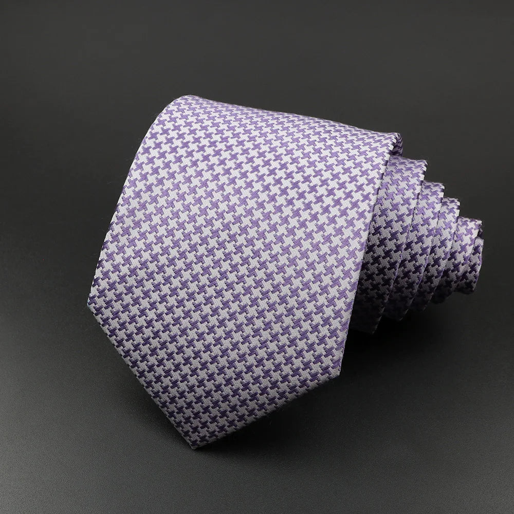 100% Silk Tie 8 cm Stripe Necktie High Quantity Plaid Ties For Men Slim Cravat Neckties Business Meeting Suit Dress Gravatas