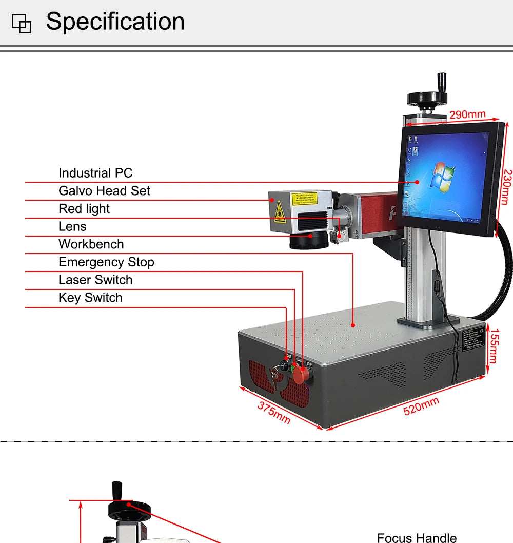 Hunst 30w 50w Fiber Laser Marking Machine Equipped With A PC Computer For Laser Engraving On Metal, Gold And Silver Jewelry