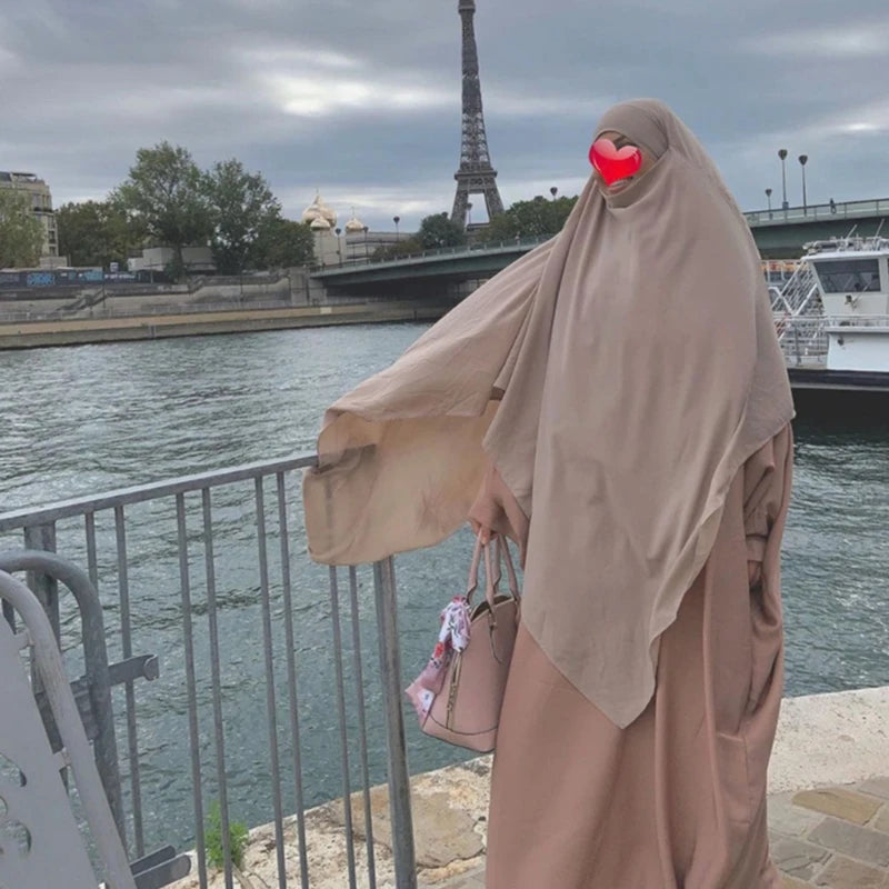 Eid Prayer Garment Long Khimar Islamic Women Hijab Sleeveless Tops Abaya Jilbab Ramadan Abayas Muslim Arab Niqab Hijab