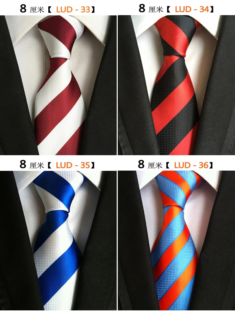 New Classic Silk Men's Ties Neck Ties 8cm Plaid Striped Ties for Men Formal Business Luxury Wedding Party Neckties Gravatas