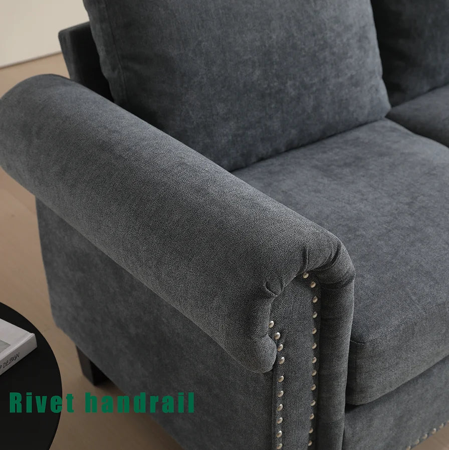 Convertible L-Shaped Sectional Sofa Set with Storage and Sofa Bed Four-Seater Linen Fabric