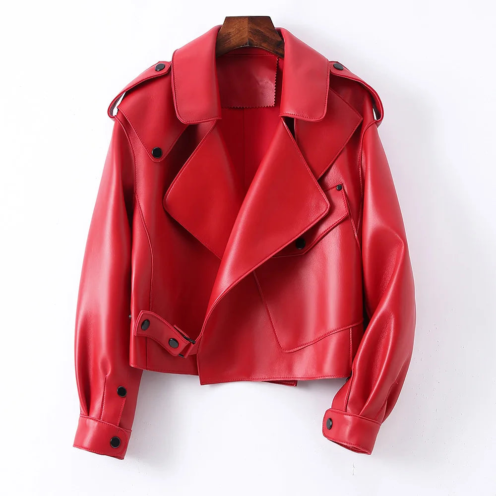 2025 26 Colours Women's Genuine Leather Jacket New Fashion Real Leather Coat Lady Autumn Winter Sheepskin Leather S7547