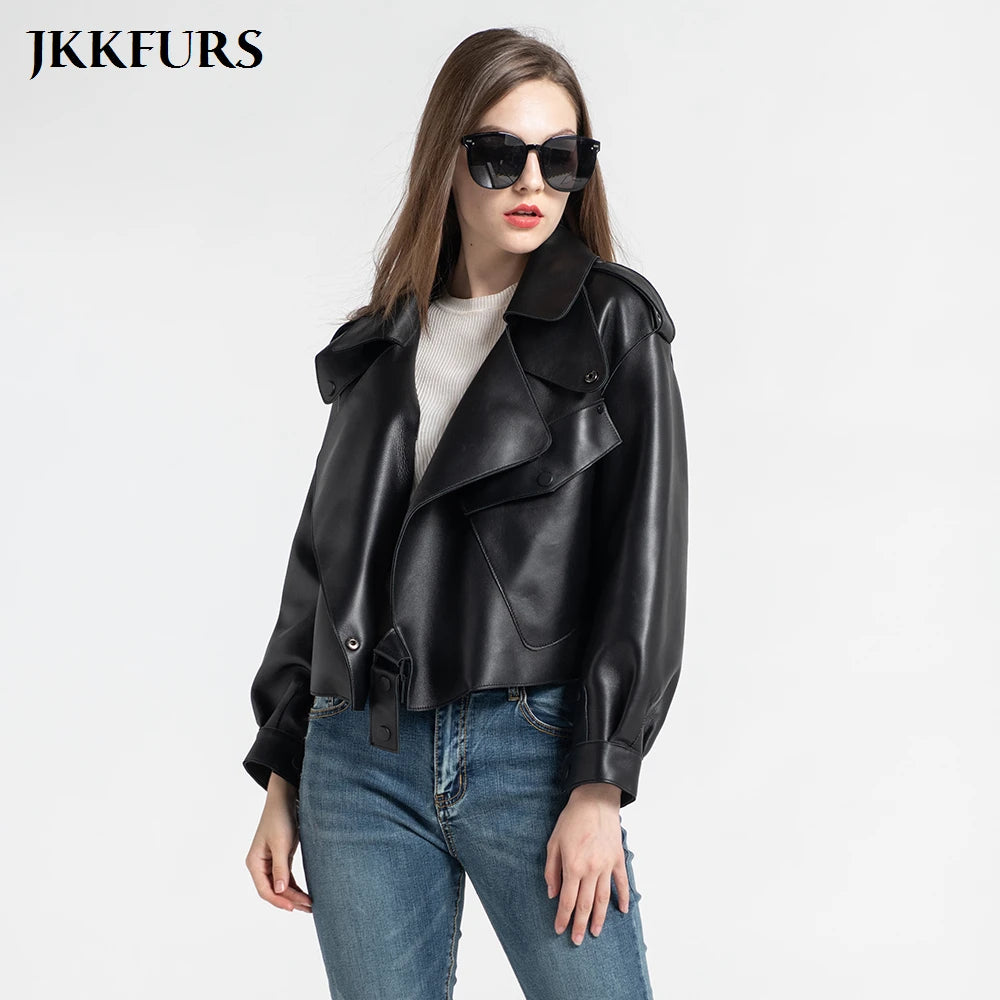 2025 26 Colours Women's Genuine Leather Jacket New Fashion Real Leather Coat Lady Autumn Winter Sheepskin Leather S7547