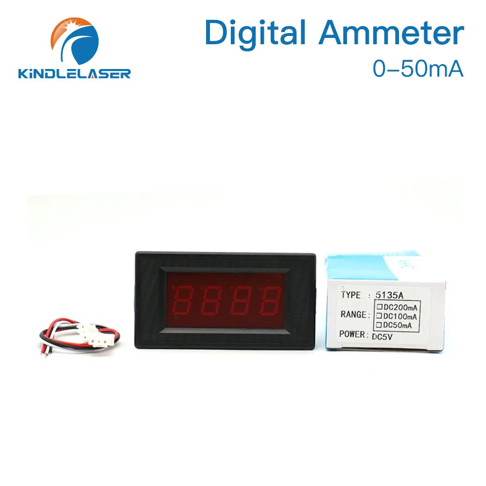 KINDLELASER 50mA LED Digital Ammeter DC 0-50mA  Analog Amp Panel Meter Current for CO2 Laser Engraving Cutting Machine