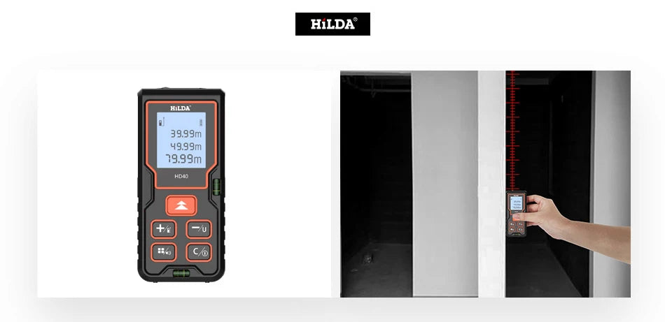 HILDA Laser Rangefinder Distance Meter 40M 60M 80M 100M Rangefinder Laser Tape Range Finder Building лазерный дальномер