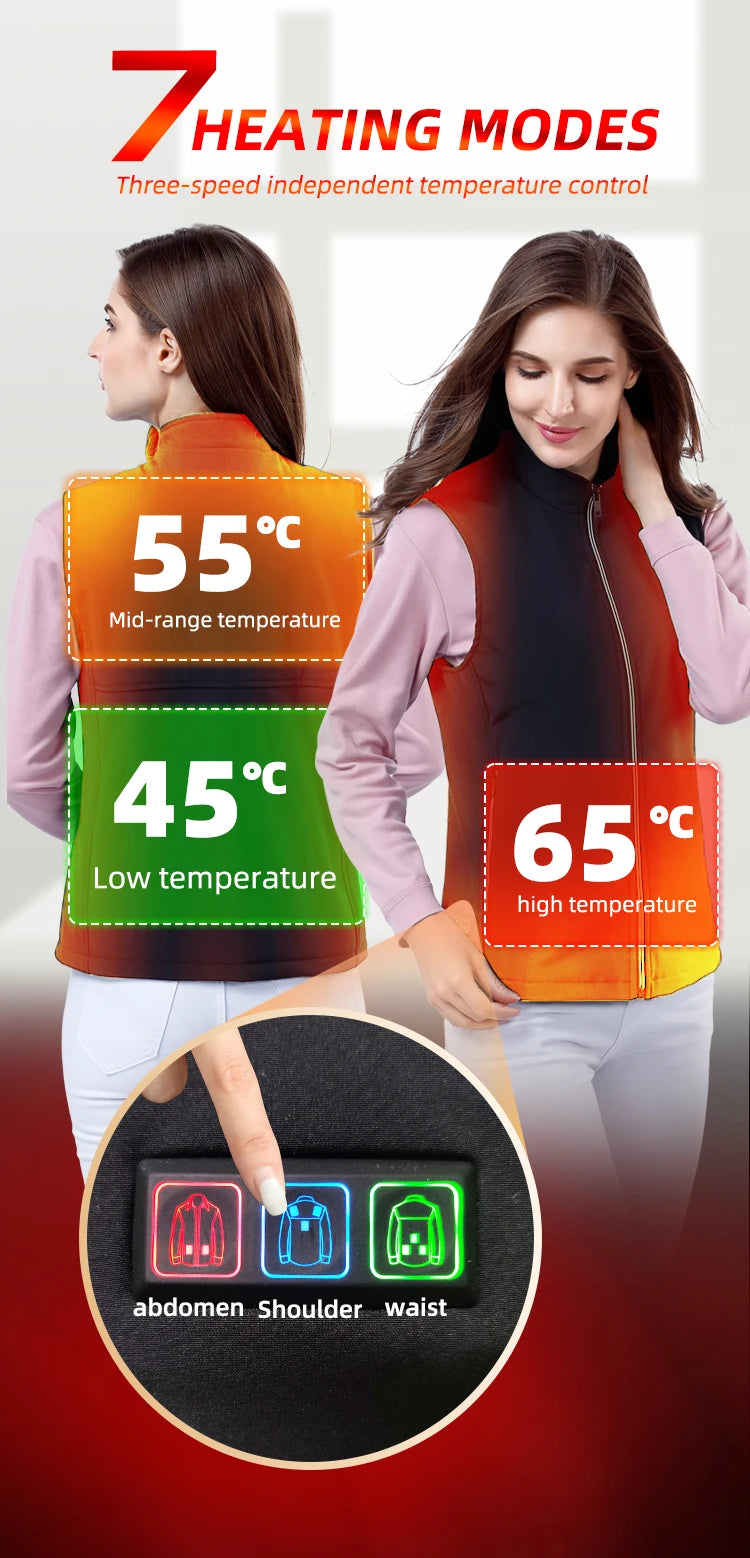 2024 Winter Mens Thermal Clothing Electrical Cotton Heated Vests USB Heating Down Jacket Warm Sleeveless Women Fishing Hunting