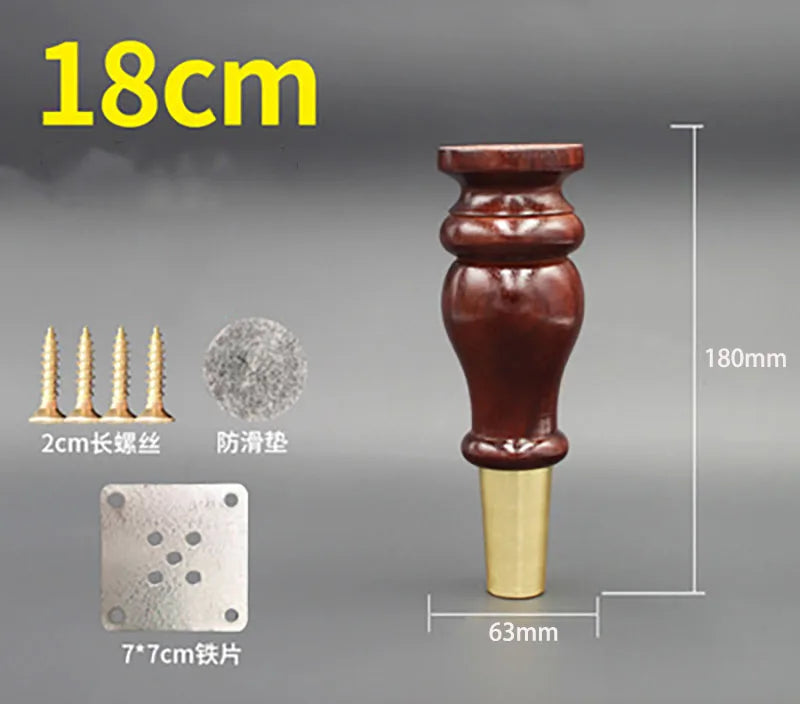 4pcs/lot Wooden Sofa Legs Cabinet Feet with Gold Covers Wardrobe Leg Wood Holder For Furniture TV cabinet Foot Side Table Leg