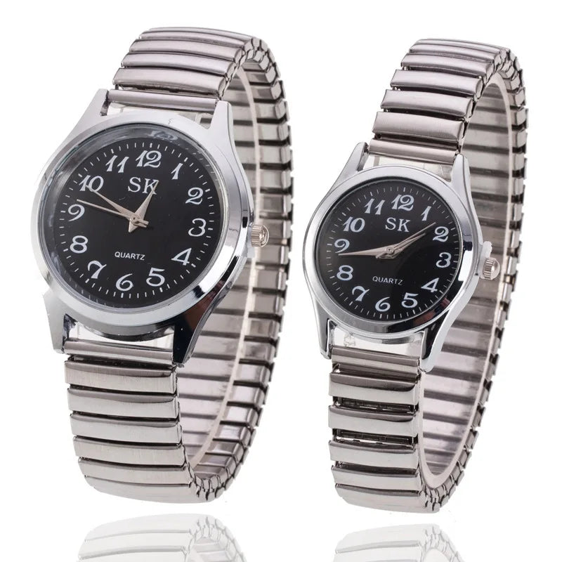 Men Women Fashion Wristwatches Couple Flexible Stretch Band Quartz Watches Man and Ladies Dress Clock Simple Casual Watches