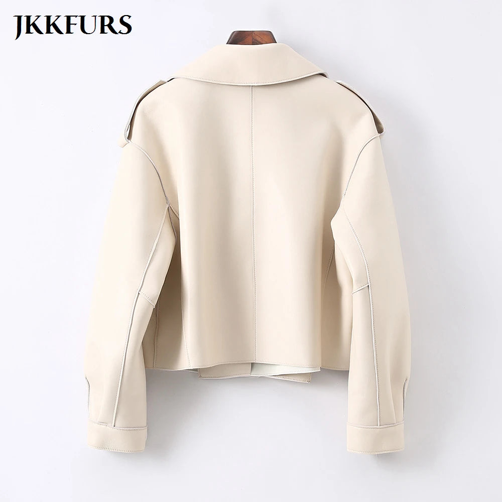 2025 26 Colours Women's Genuine Leather Jacket New Fashion Real Leather Coat Lady Autumn Winter Sheepskin Leather S7547
