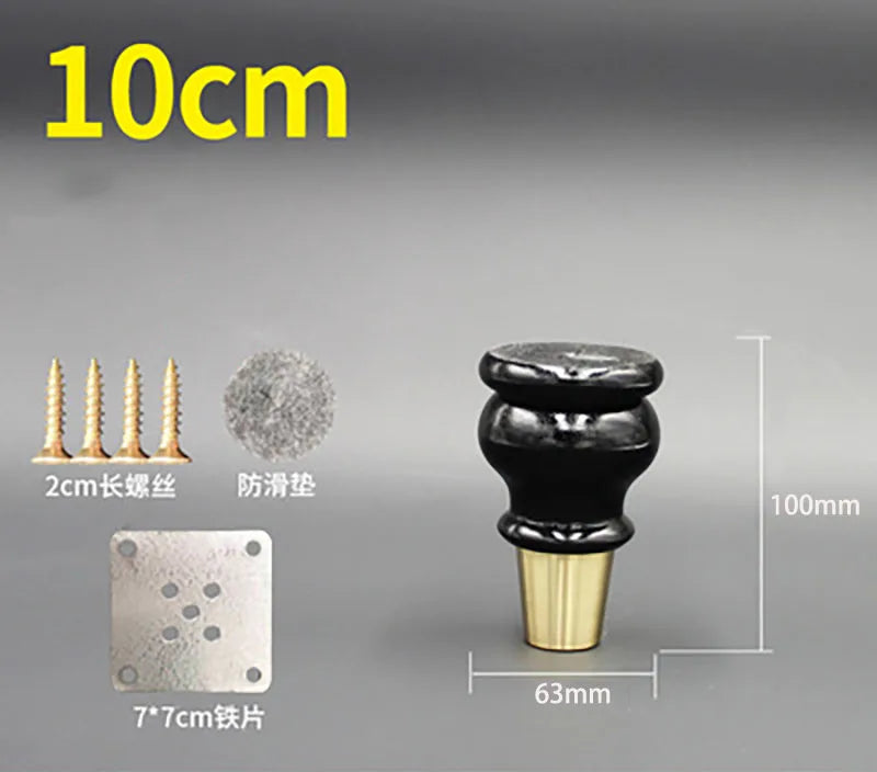 4pcs/lot Wooden Sofa Legs Cabinet Feet with Gold Covers Wardrobe Leg Wood Holder For Furniture TV cabinet Foot Side Table Leg