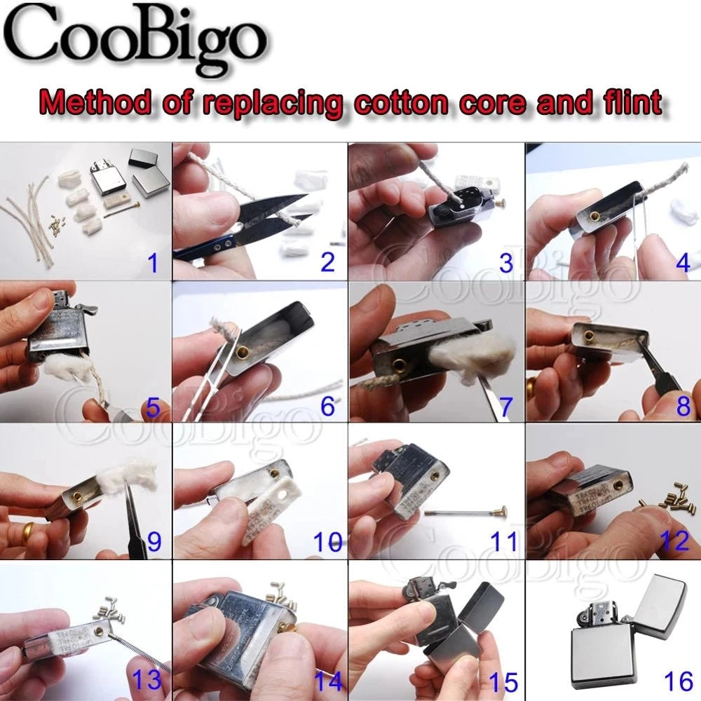 100pcs/Set Replacement Copper Wire Lighter Cotton Core Wick for Zippo Petrol Lighter Kerosene Oil Lighter Accessories
