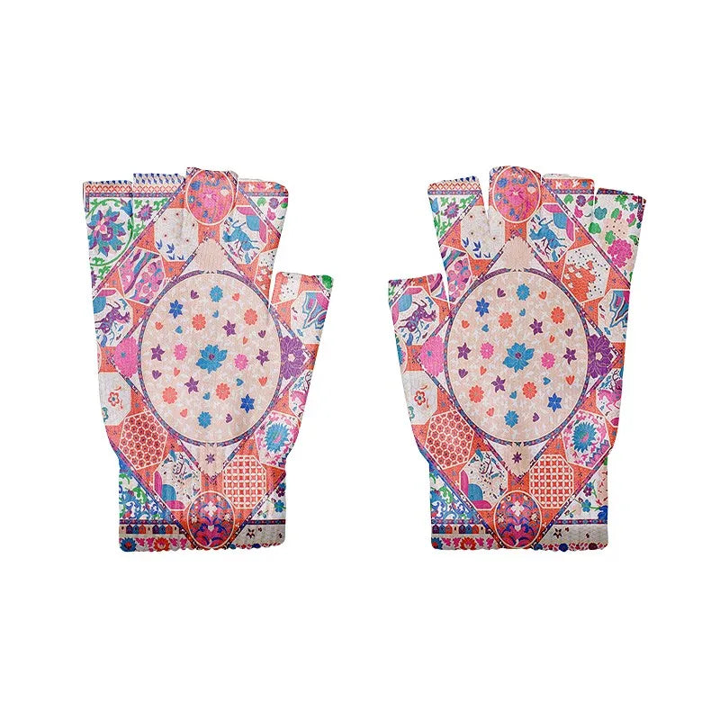 Cartoon Mashup Colorful Pattern Mittens Wrist Spring Summer Fingerless Working Gloves Soft Women Knitted Gloves Open Fingered