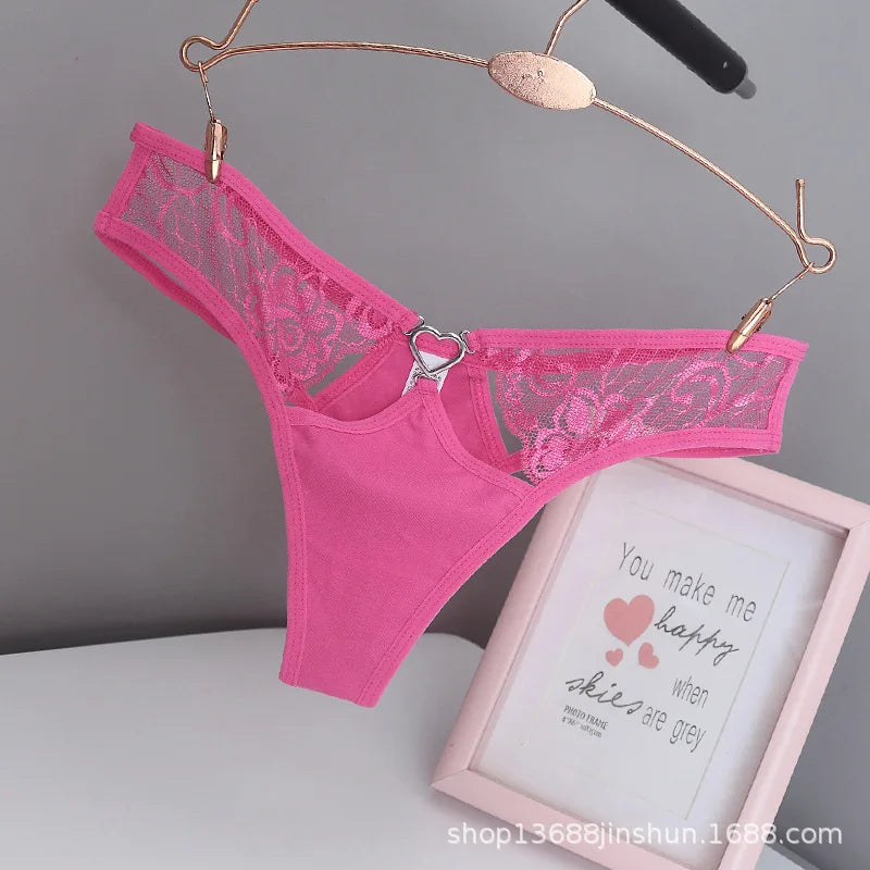 Women's Sexy lingerie Thongs G-string Underwear Panties Briefs Ladies T-back luxury peach heart thong pure cotton lace