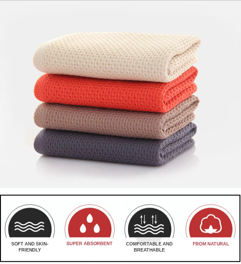 2/4 PCS 100% Cotton Bath Towels for Adults Children High Quality Waffle Towels Absorbent Quick Dry Soft Home Bathroom Washcloth