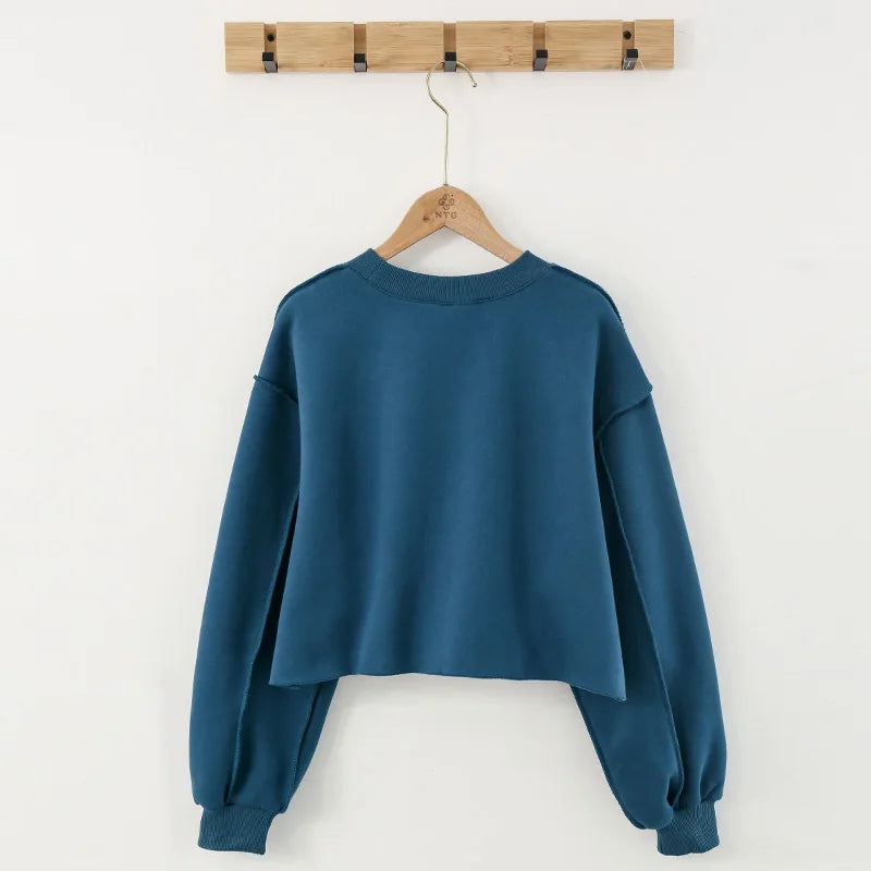 Thick Oversized Women Sweatshirt Hoodies Warm Fleece Casual Long Sleeve Harajuku Streetwear Crop Pullover Ropa Mujer