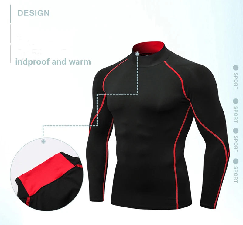 Thermal Underwear Sets Men High Collar Winter Long Johns Thermo Underwear Compression Sweat Quick Drying Thermal Clothing