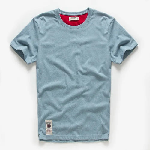 New Men Cotton Solid T-Shirt Mens Short Sleeve T-shirt Multi Pure Color Fancy Yarns T Shirt Color Wine White Blue