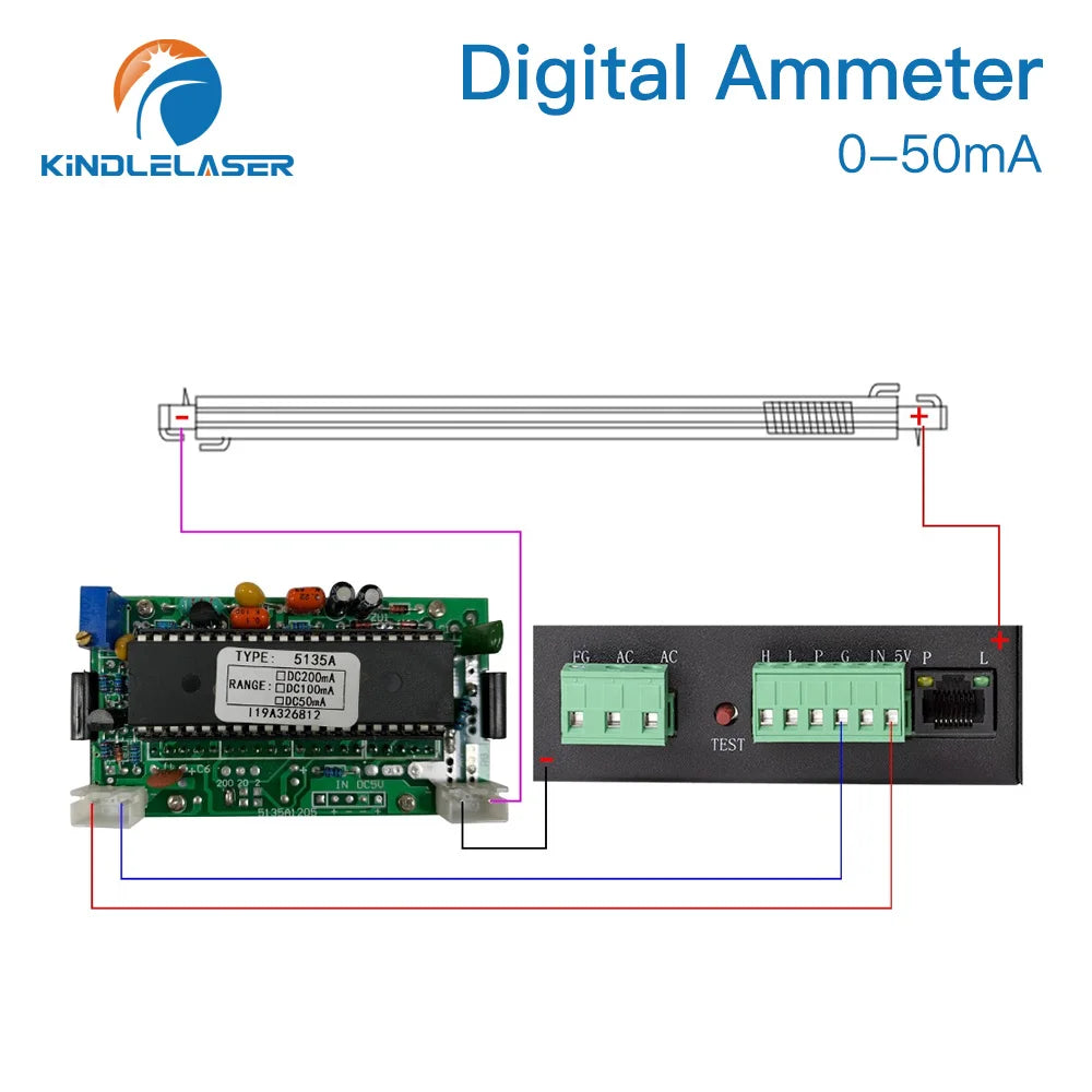 KINDLELASER 50mA LED Digital Ammeter DC 0-50mA  Analog Amp Panel Meter Current for CO2 Laser Engraving Cutting Machine