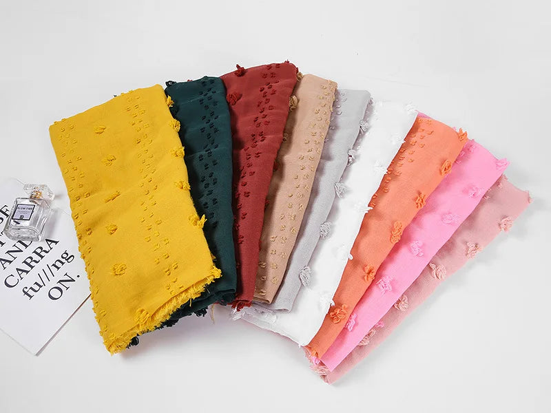 New islamic Hijab Femme Musulman Malaysia Hijabs Flocked Bubble Fashion Scarf Hijab For Muslim Women Stretch Headscarf