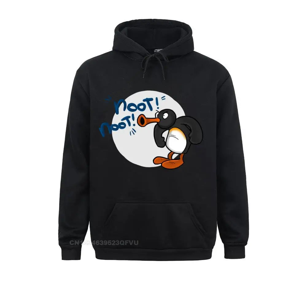 Noot Noot Pingu Hoodies Men Cotton Funny Hoodie Round Collar Penguin Meme Funny Cartoon Tees Clothes Printing