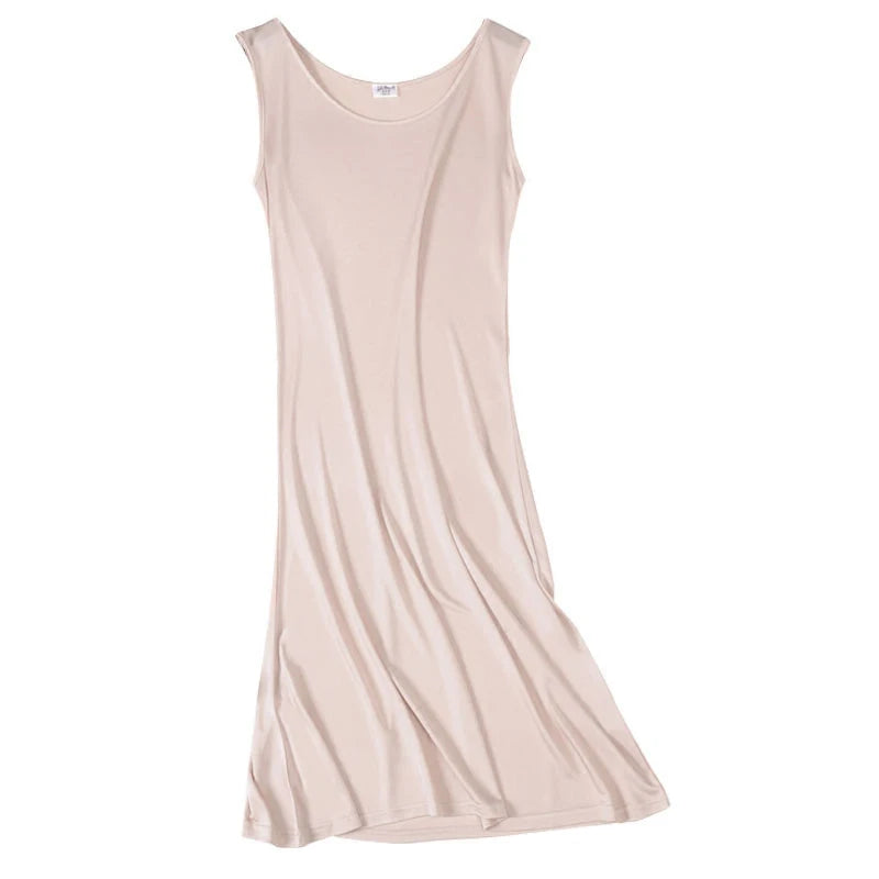 Knitted Natural Silk women sleep dress, Solid Basic slip dress, Anti emptied FULL slips, sleeveless new underwear
