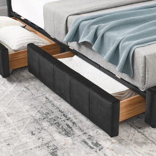 Full Size Convertible Storage Upholstered Tufted Bed Frame Sofa Set with Comfortable Backrest Armrests for Bedroom Living Room