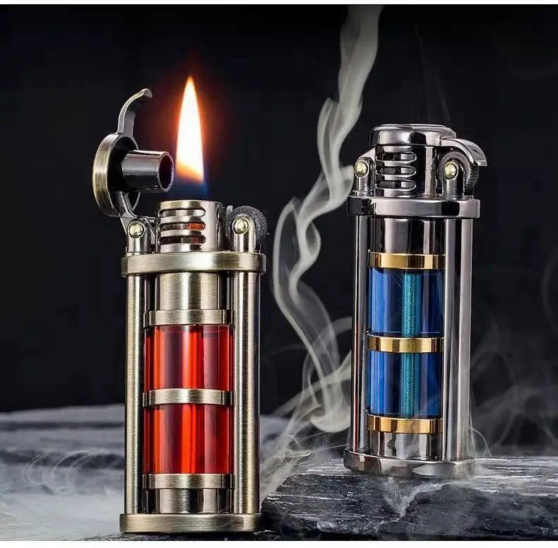 ZORRO Original Retro Metal Grinding Wheel Kerosine Lighter Transparent Fuel Tank Mini Cigarette Lighter Outdoor Survival Lighter