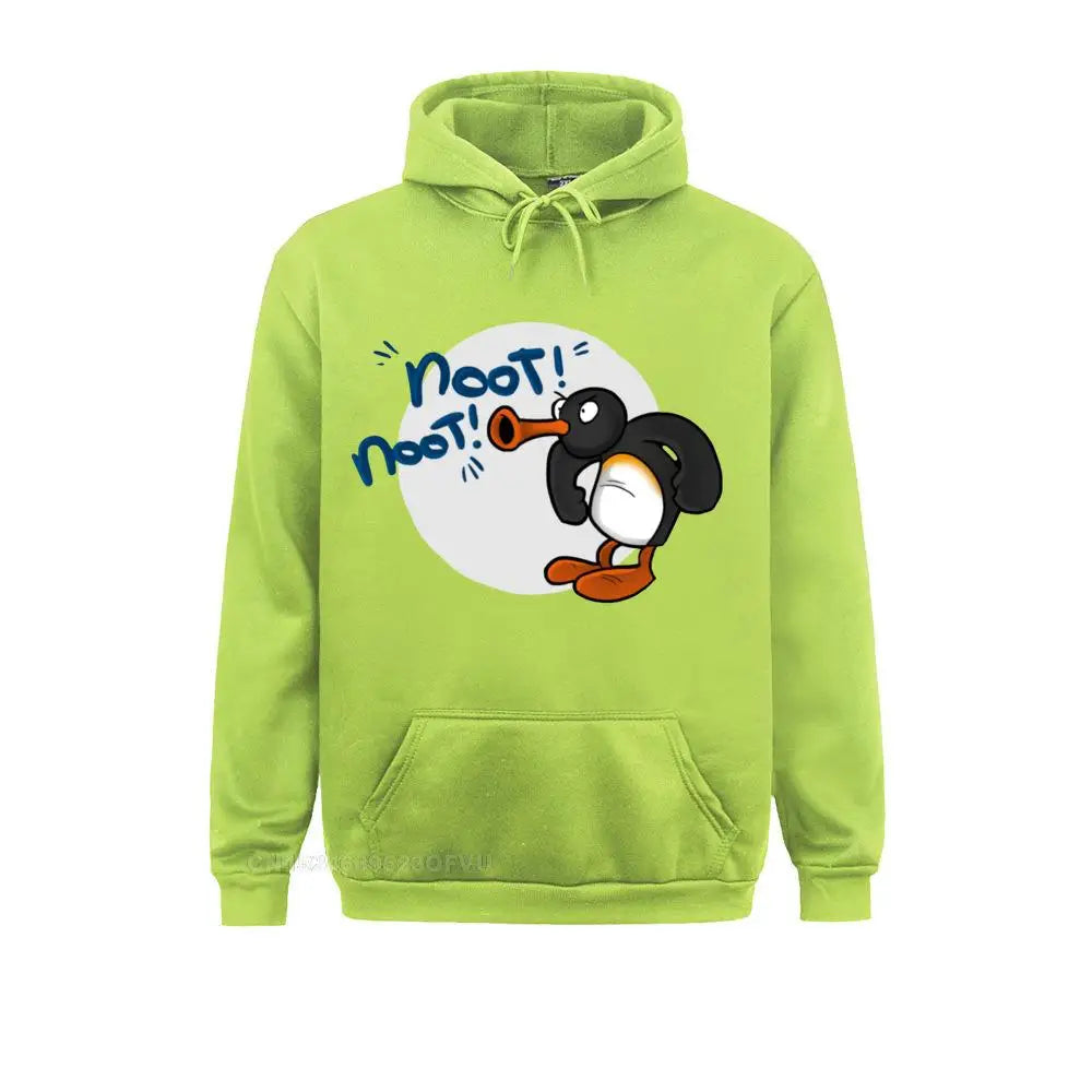 Noot Noot Pingu Hoodies Men Cotton Funny Hoodie Round Collar Penguin Meme Funny Cartoon Tees Clothes Printing
