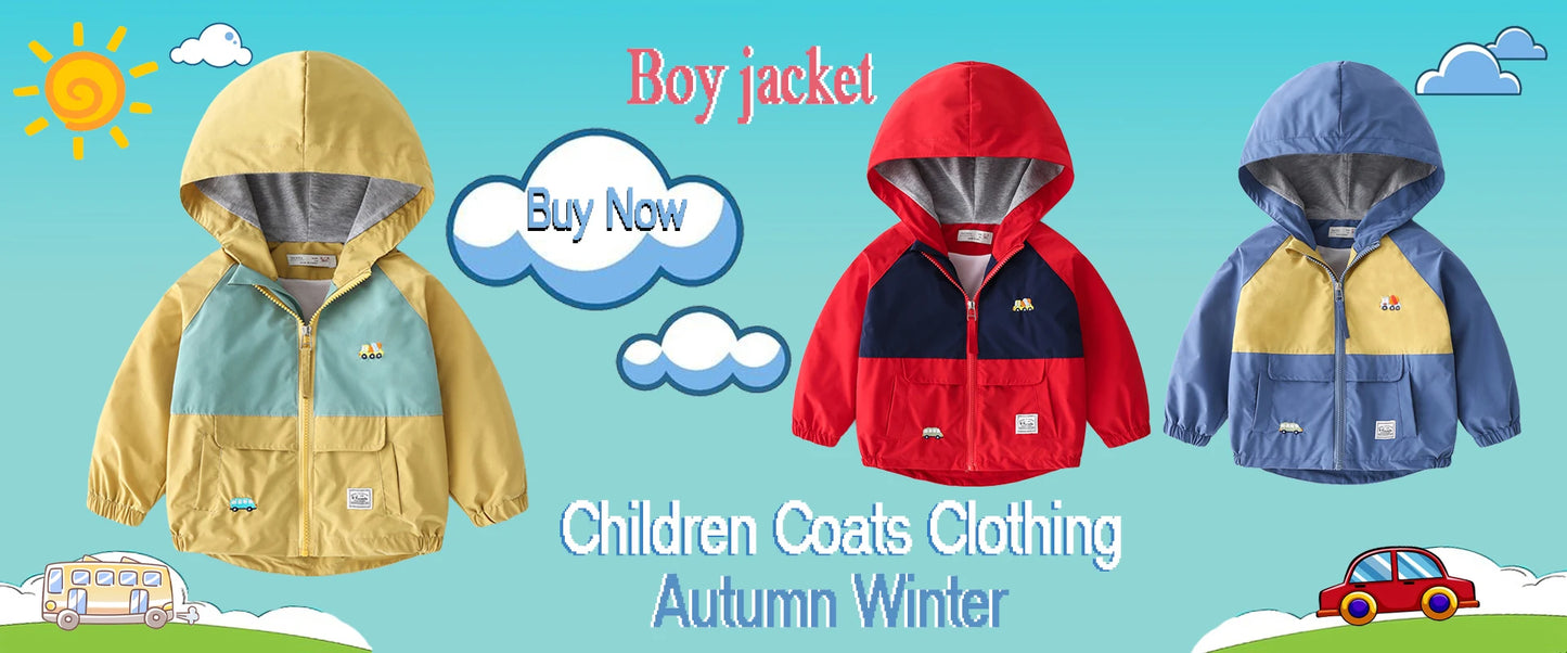 Boys Jeans Jackets Spring Girls Fashion Hooded Coats Autumn Children Clothes Kids Casual Zipper Colorblocking Outerwear 1-10Y