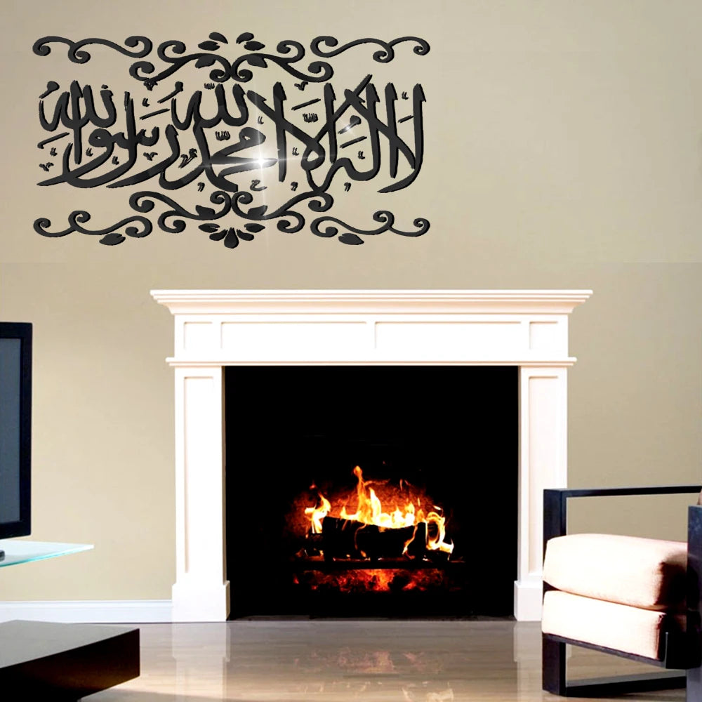 Islamic Wall Stickers Decoration 3D Acrylic Mirror Stickers Muslim Arabic Islam Vinyl Decals God Allah Quran Mural Art Wallpaper